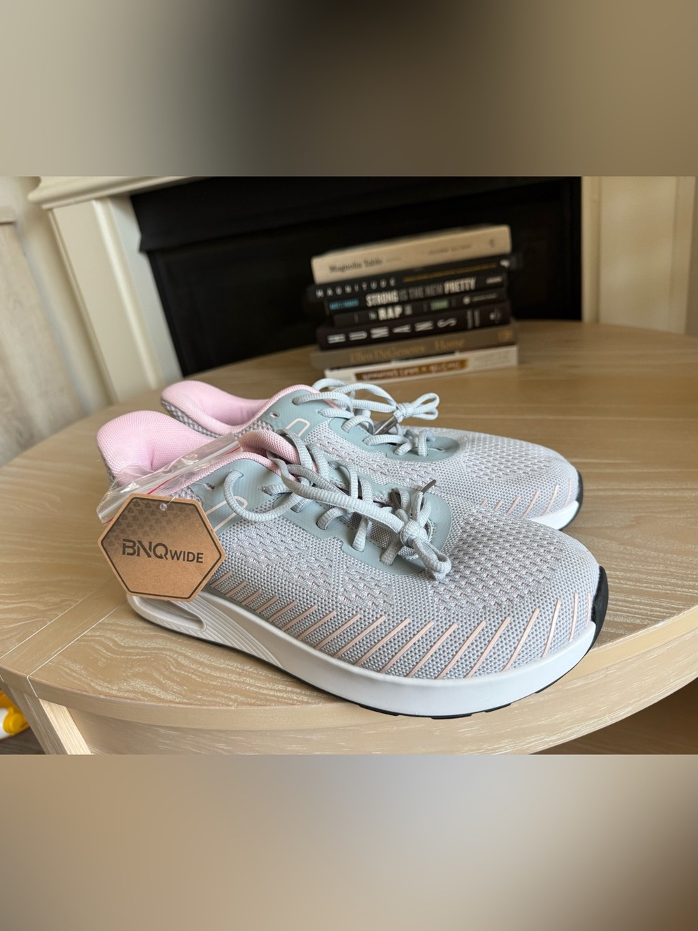 BNQ|Women’s Light Gray & Pink Athletic Sneakers,Orthotic slip on tennis shoe NEW - Picture 3 of 16